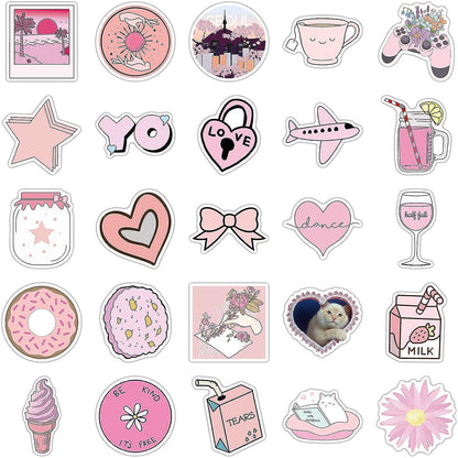 Sticker Flakes Kawaii Rosa