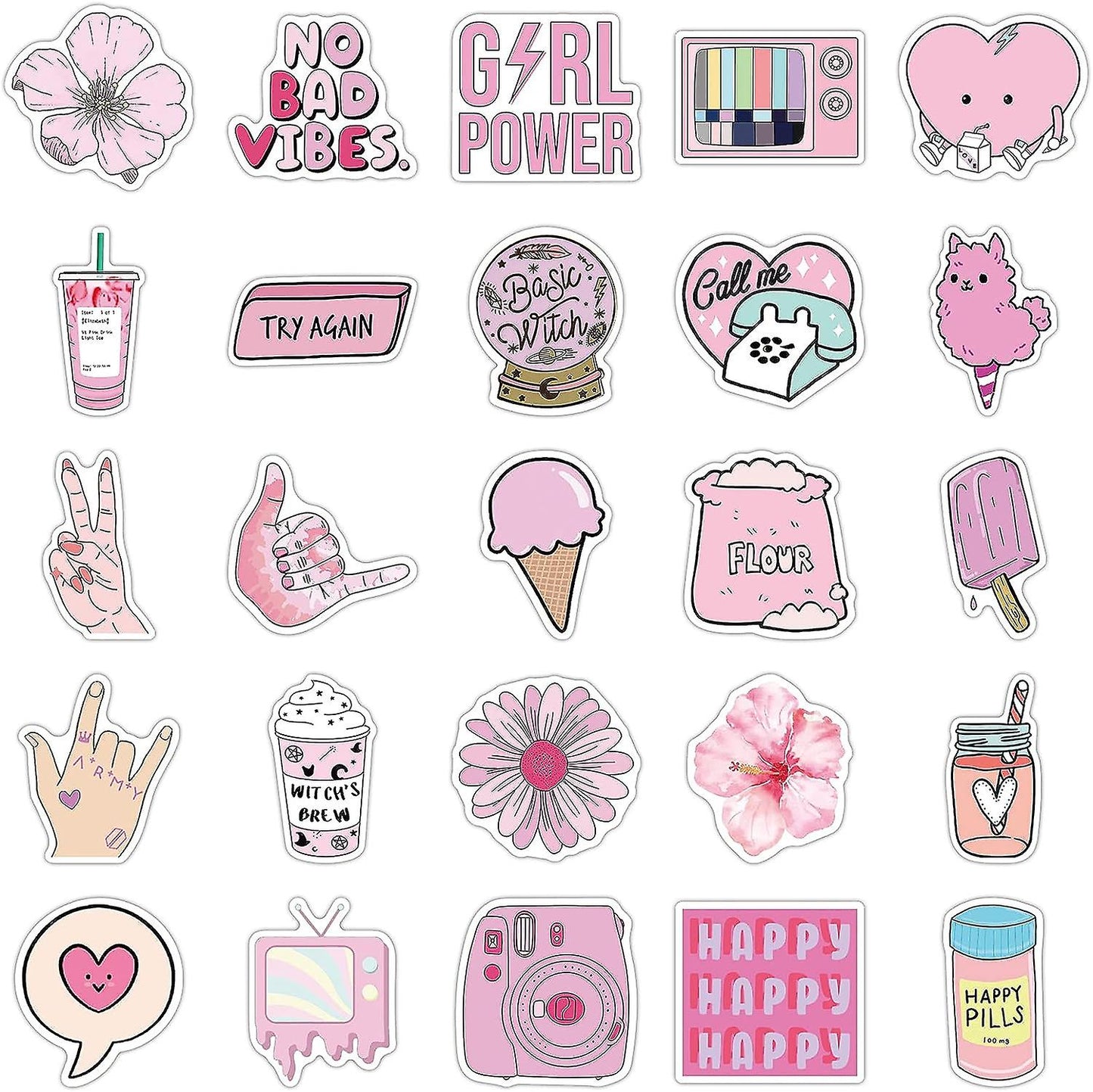 Sticker Flakes Kawaii Rosa