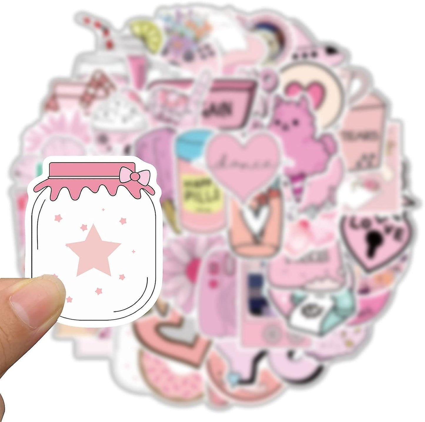 Sticker Flakes Kawaii Rosa