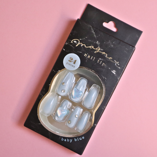 Press-On Nails Magnet Baby Blue 24pcs (Q-Lia)
