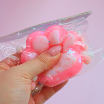 Taba Squishy Cat Paws Rosa & Hvit  (PINCH FAMILY)