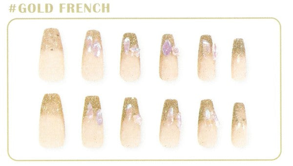 Press-On Nails Gold French 24pcs (KAMIO)