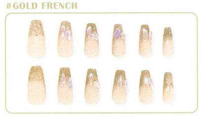 Press-On Nails Gold French 24pcs (KAMIO)