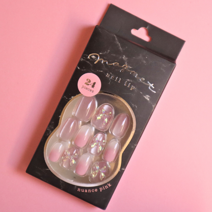 Press-On Nails Nuance Pink 24pcs (Q-Lia)