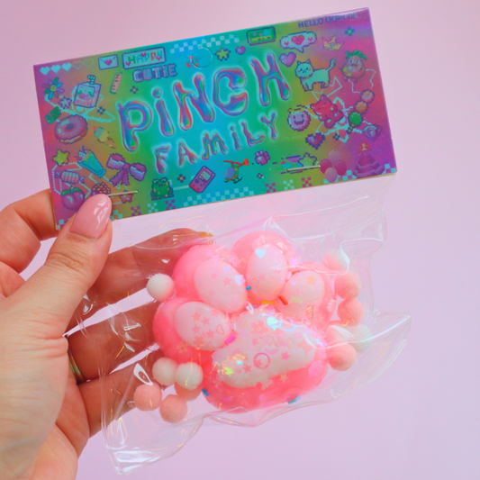 Taba Squishy Cat Paws Rosa & Hvit  (PINCH FAMILY)