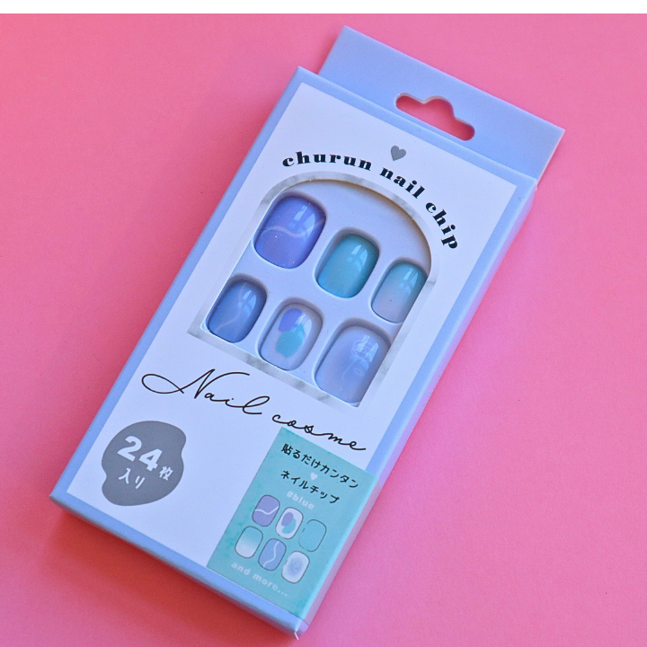 Press-On Nails Blue 24pcs (KAMIO)