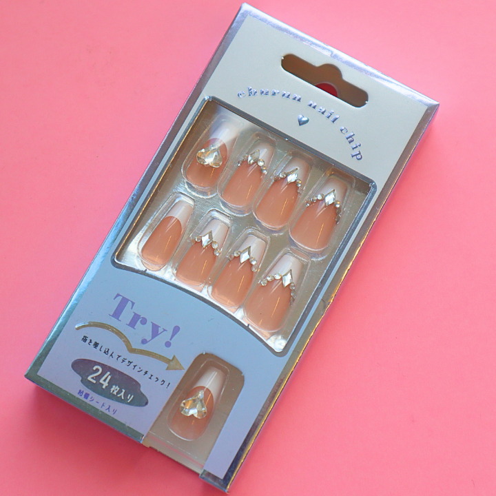 Press-On Nails White French 24pcs (KAMIO)