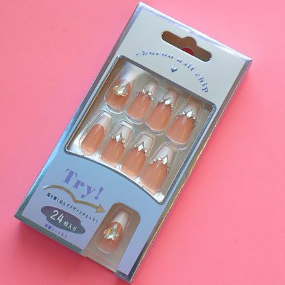 Press-On Nails White French 24pcs (KAMIO)