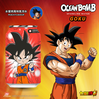 Dragon Ball Sparkling Water Goku Peach Flavour 330ml (OCEAN BOMB)