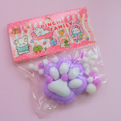 Taba Squishy Cat Paws Lilla & Hvit  (PINCH FAMILY)