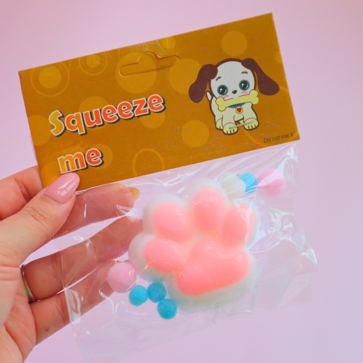 Taba Squishy Cat Paws Hvit & Rosa  (PINCH FAMILY)
