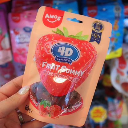 4D Fruit Gummy Strawberry Burst 65g (AMOS)
