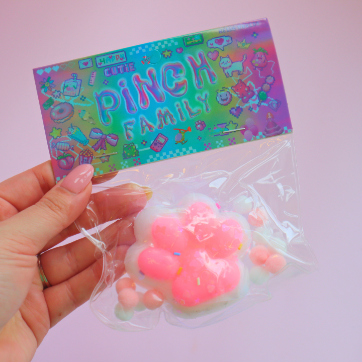 Taba Squishy Cat Paws White & Pink (PINCH FAMILY)