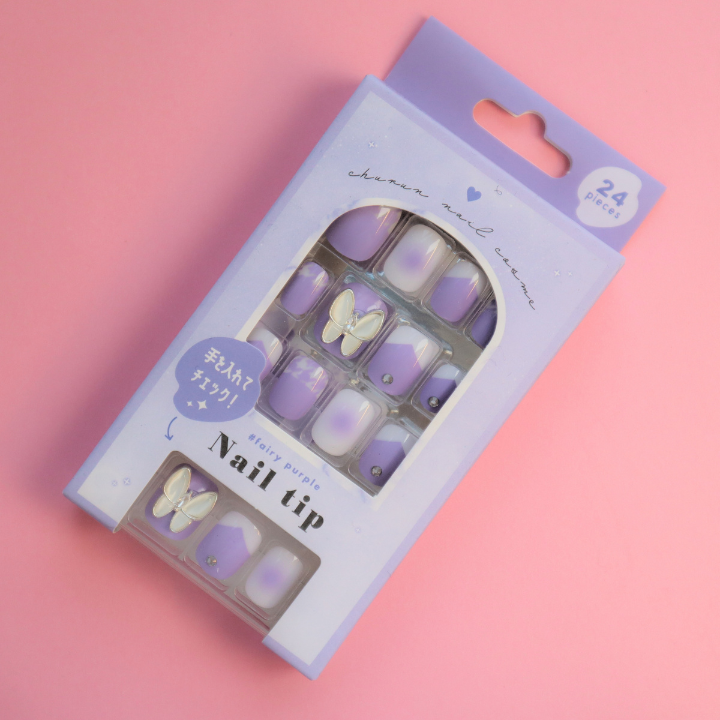 Press-On Nails Fairy Purple 24pcs (KAMIO)
