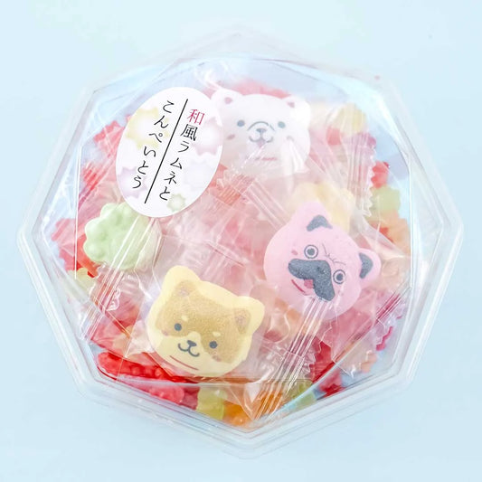 Kyoto Sweets Gift Set Hand Made Ramune & Konpeitou Rock Candy Dog 71g (Ageo)