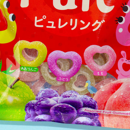 Pure Ring Heart Gummy Assorted Fruits 63g (KANRO)