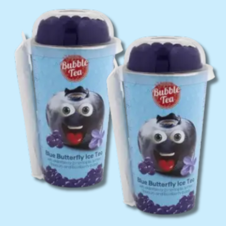 Bubble Tea Butterfly Pea Flower Tea med Pineapple Lychee Elderberry Tea Flavored Boba 350 ml