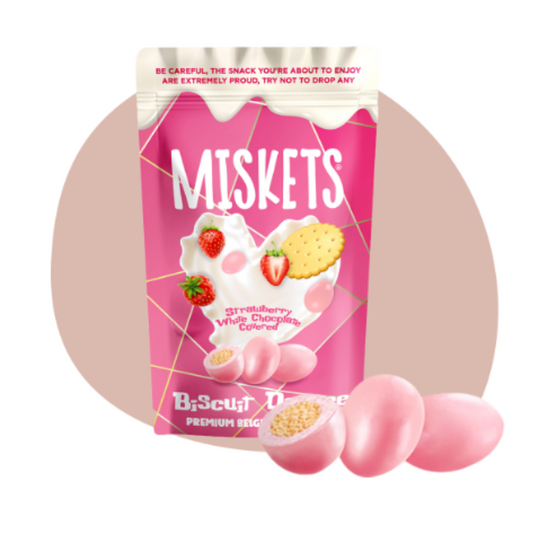 White Chocolate Coated Strawberry Flavoured Biscuit 80g (MISKETS)