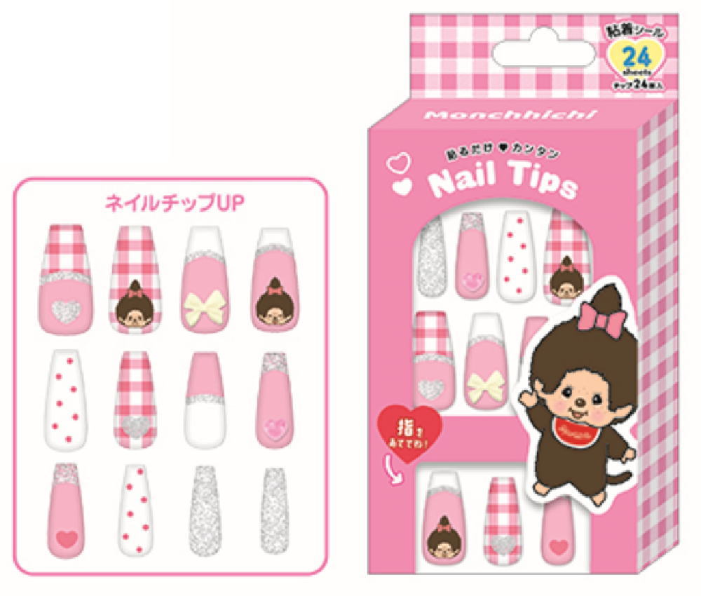 Press-On Nails Monchhichi-Chan 24pcs (KAMIO)
