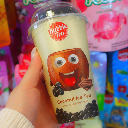 Bubble Tea Coconut Ice Tea med Chocolate Flavored Boba 350 ml