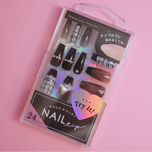 Press-On Nails Black Heart 24pcs (CRUX)