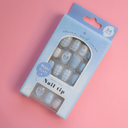 Press-On Nails Ballet Blue 24pcs (KAMIO)