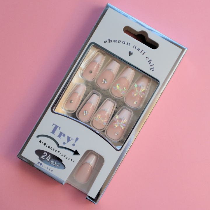 Press-On Nails French Ribbon 24pcs (KAMIO)
