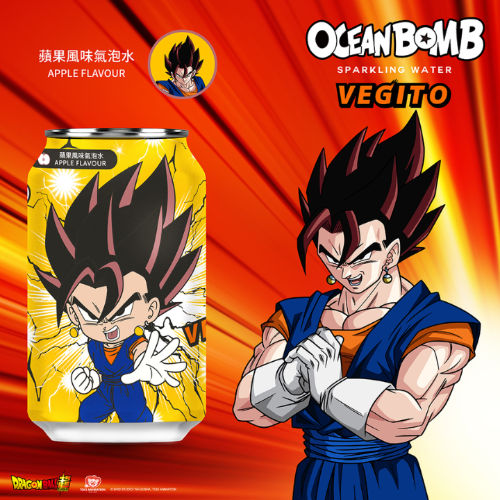 Dragon Ball Sparkling Water Vegito Apple Flavour 330ml (OCEAN BOMB)