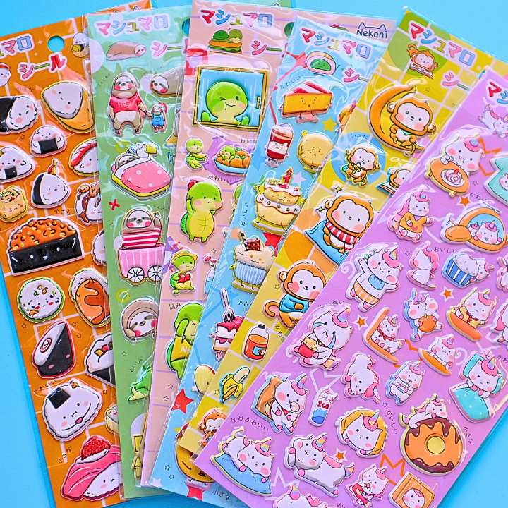 Sticker Sheet Stickers 3D Marshmallow Puffy Animals (NEKONI)