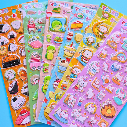 Sticker Sheet Stickers 3D Marshmallow Puffy Animals (NEKONI)