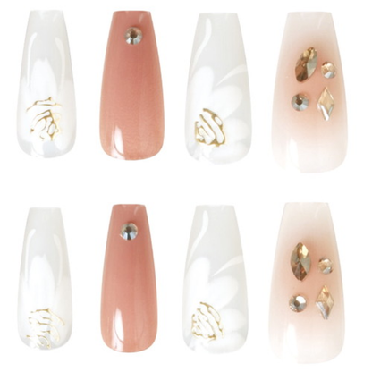 Press-On Nails Apricot 24pcs (KAMIO)