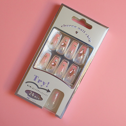 Press-On Nails Clear Cheek 24pcs (KAMIO)