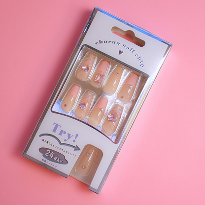 Press-On Nails Argyle Check 24pcs (KAMIO)