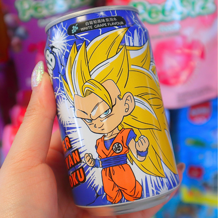 Dragon Ball Sparkling Water Super Saiyan 3 Goku White Grape Flavour 330ml (OCEAN BOMB)