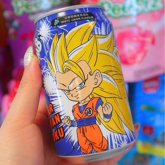 Dragon Ball Sparkling Water Super Saiyan 3 Goku White Grape Flavour 330ml (OCEAN BOMB)