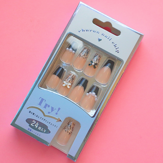 Press-On Nails Tweed Ribbon 24pcs (KAMIO)
