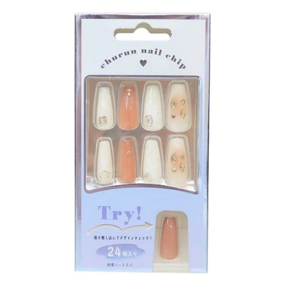 Press-On Nails Apricot 24pcs (KAMIO)