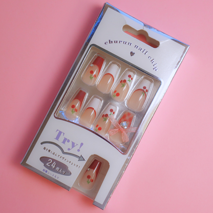 Press-On Nails Cherry 24pcs (KAMIO)