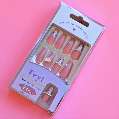 Press-On Nails TWEED PINK 24pcs (KAMIO)