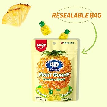 4D Fruit Gummy Pineapple Burst 65g (AMOS)