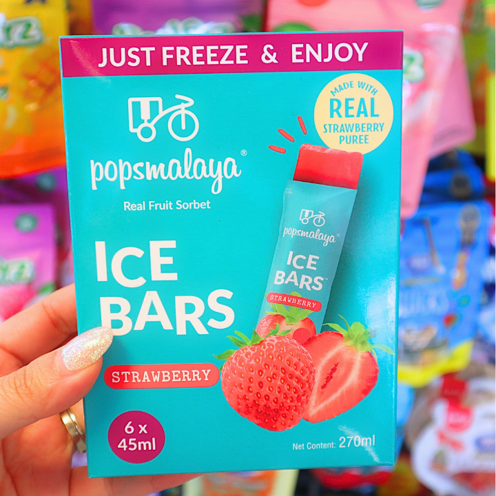 Pops Malaya Freeze-at-Home Sorbet Bars Strawberry 6 x 45ml