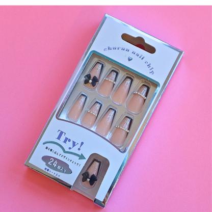Press-On Nails PARTY FRENCH 24pcs (KAMIO)
