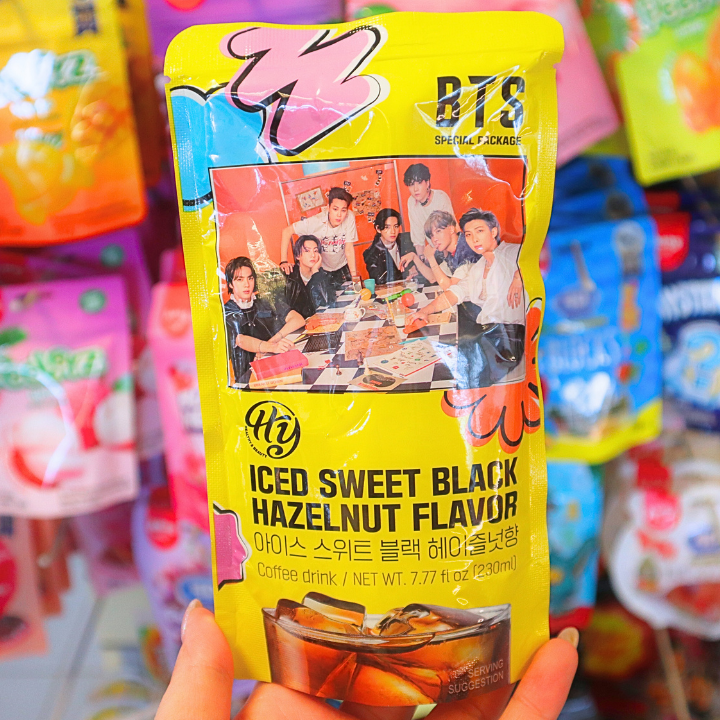 BTS Korean Pouch Drink Iced Sweet Black Hazelnut Coffee 230ml (HY)