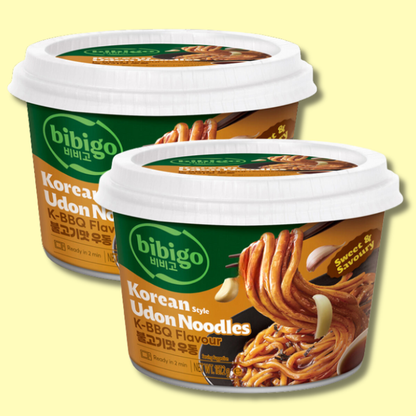 Korean Style Udon Noodles K-BBQ Flavour Sweet & Savoury 187.2g (BIBIGO)
