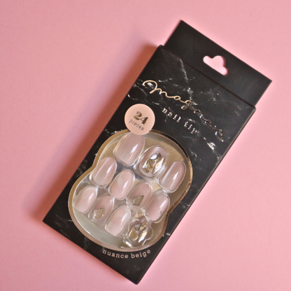 Press-On Nails Nuance Beige 24pcs (Q-Lia)