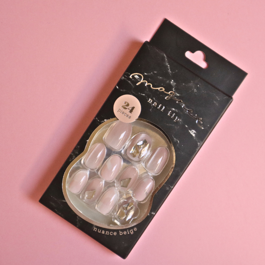 Press-On Nails Nuance Beige 24pcs (Q-Lia)