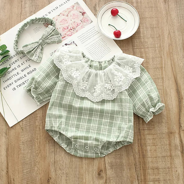 Baby Langermet Gingham Check Body m/ Blondekrage 6-9m