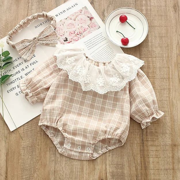 Baby Langermet Gingham Check Body m/ Blondekrage 6-9m