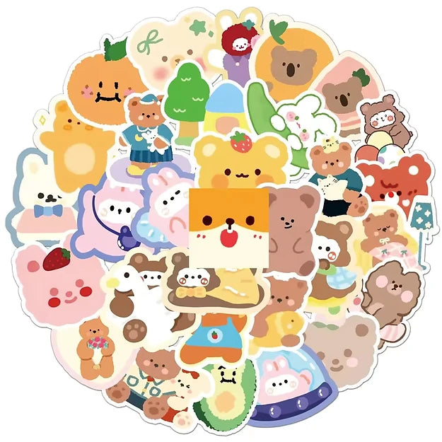 Sticker Flakes Cute Korean Bear