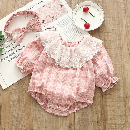 Baby Langermet Gingham Check Body m/ Blondekrage 6-9m